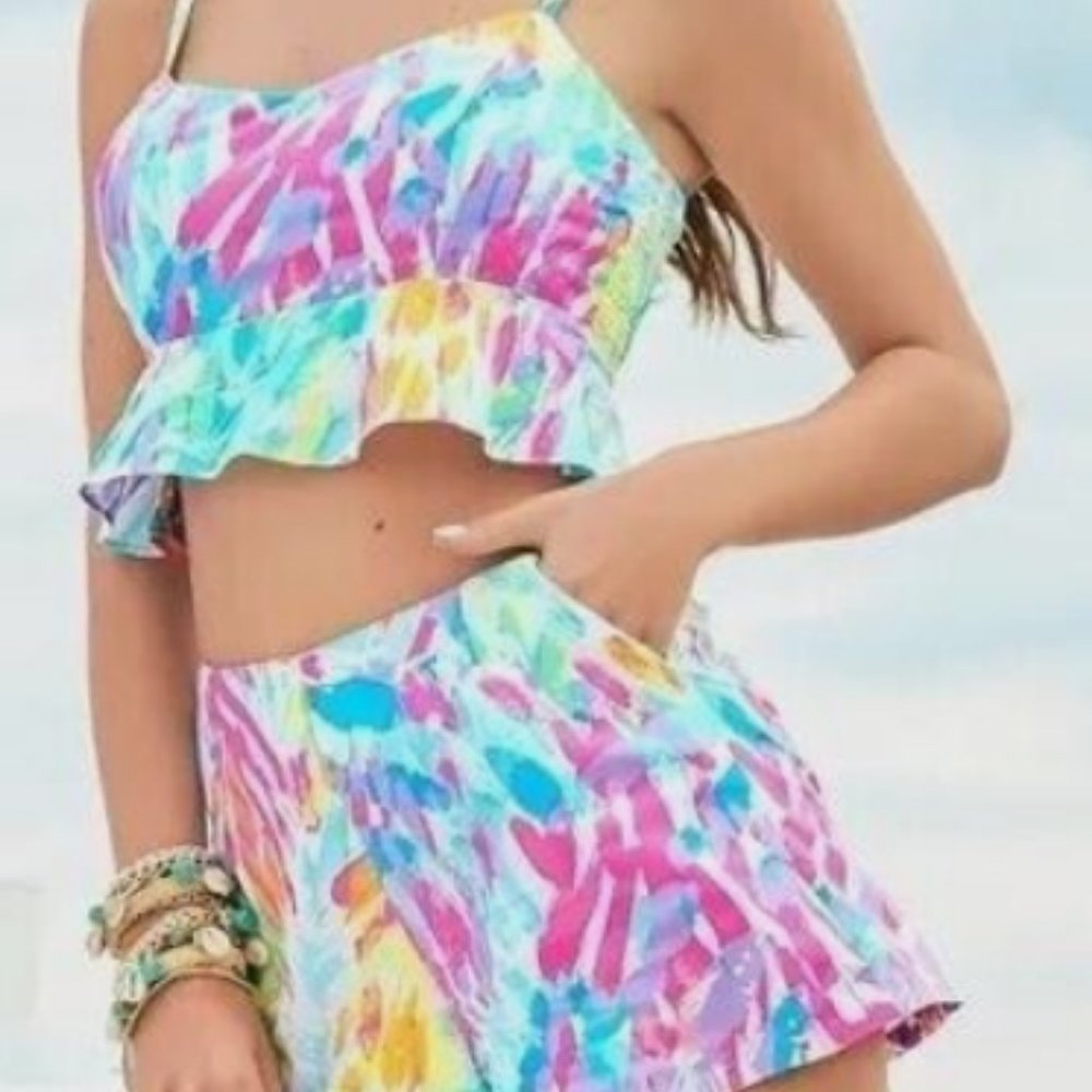 Lilly Pulitzer Linnea 2 piece peplum set Sparkling Sands